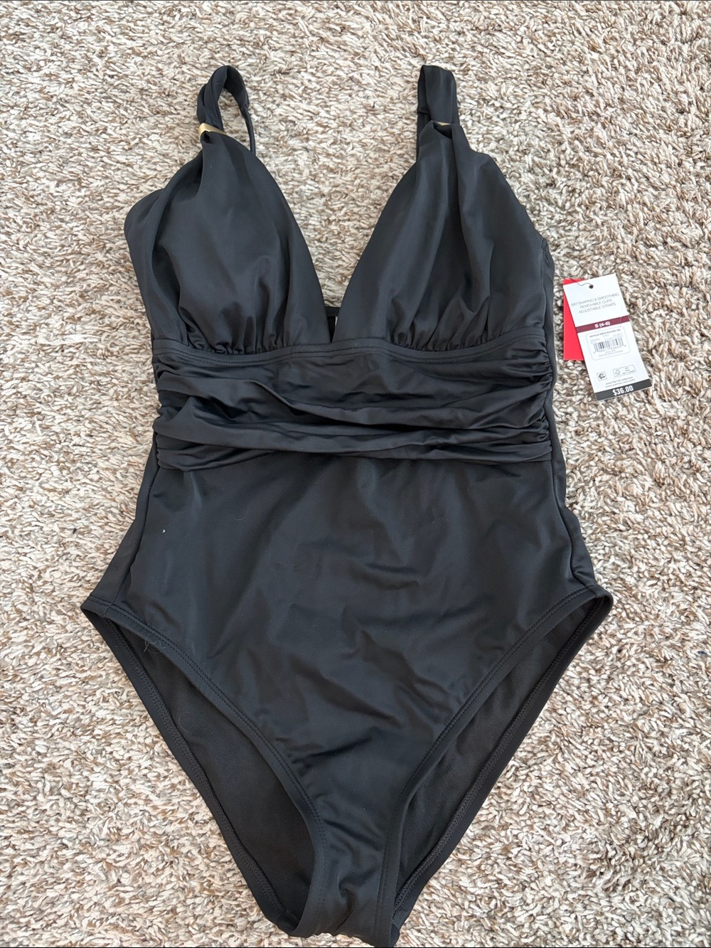Sofia Women's Black Ruched One-Piece Swimsuit